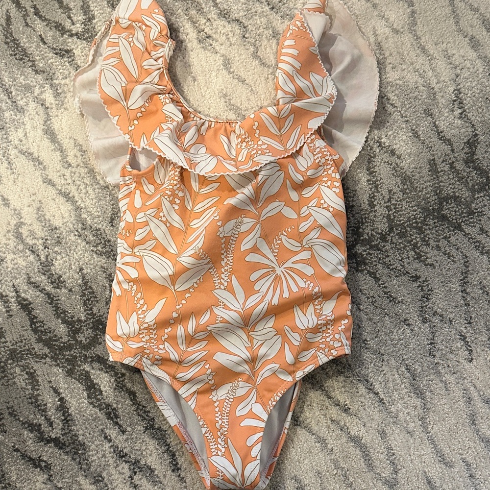 Janie and Jack Orange Floral Kids Swim One Piece